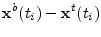 $\displaystyle {\mathbf x}^b(t_i) - {\mathbf x}^t(t_i)$