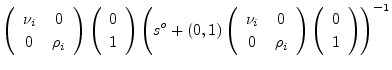 $\displaystyle \left( \begin{array}{cc} \nu_i & 0 \  0 & \rho_i \end{array} \ri...
...array} \right)
\left( \begin{array}{c} 0 \  1 \end{array} \right)
\right)^{-1}$