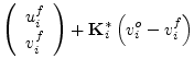 $\displaystyle \left( \begin{array}{c} u_i^f \  v_i^f \end{array} \right)
+{\mathbf K}^*_i\left(v_i^o-v_i^f\right)$